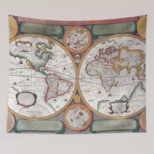 Item preview, A 17th-Century World Map with Celestial Hemispheres (1646) designed and sold by interdesigner.