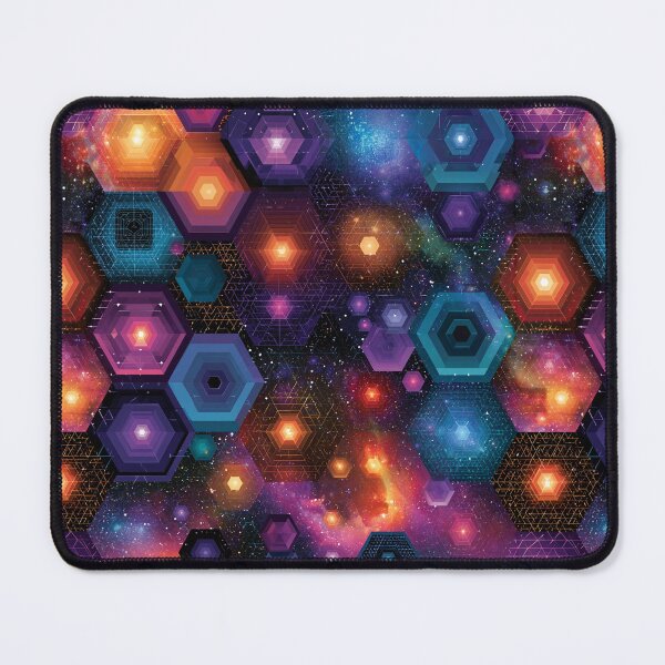 Item preview, Cosmic Hexagon Geometry – Neon Galaxy Abstract Sci-Fi Pattern designed and sold by Snifferius.