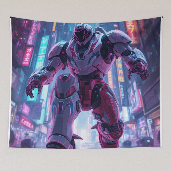 Item preview, Cyberpunk Mecha Robot City Street Art designed and sold by Uniquely Yours.