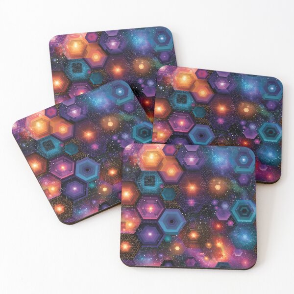 Item preview, Cosmic Hexagon Geometry – Neon Galaxy Abstract Sci-Fi Pattern designed and sold by Snifferius.