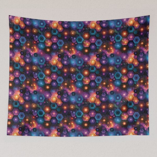 Item preview, Cosmic Hexagon Geometry – Neon Galaxy Abstract Sci-Fi Pattern designed and sold by Snifferius.