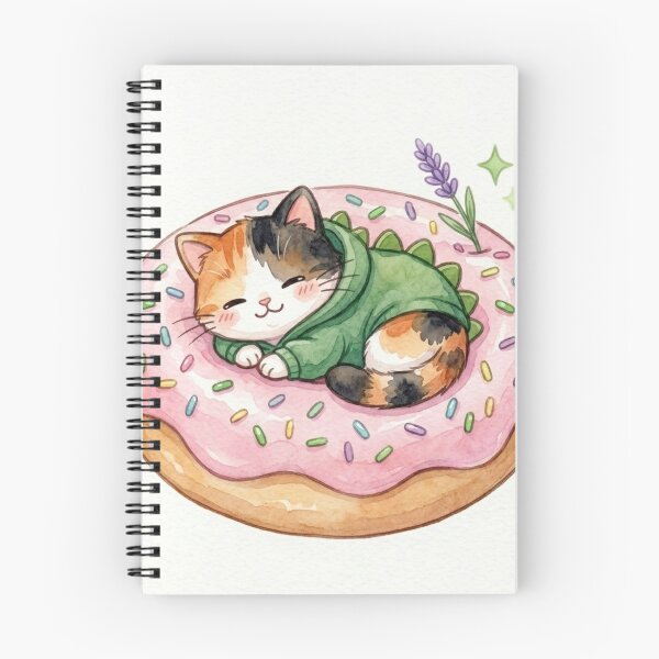 Item preview, Cute Kawaii Sleeping Dinosaur Cat Donut Sticker | Watercolor Anime Style Food Art | Laptop Sticker | Gift for Cat Lovers designed and sold by Chipkooo.