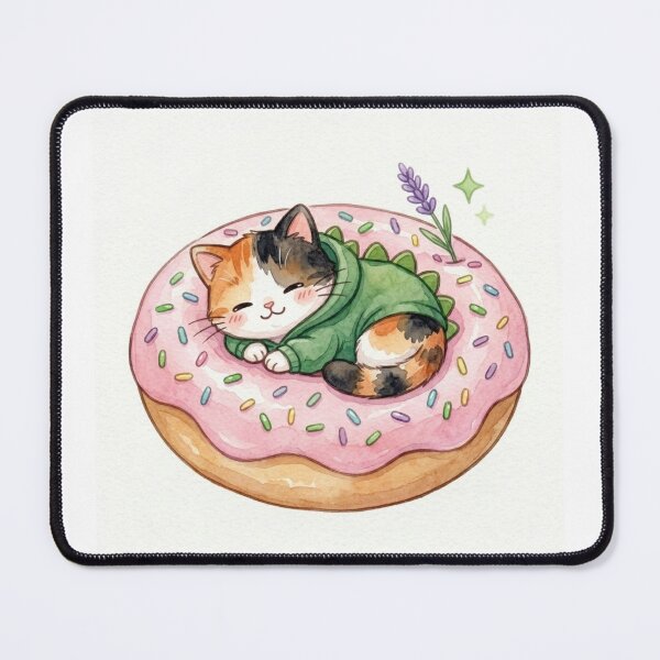 Item preview, Cute Kawaii Sleeping Dinosaur Cat Donut Sticker | Watercolor Anime Style Food Art | Laptop Sticker | Gift for Cat Lovers designed and sold by Chipkooo.