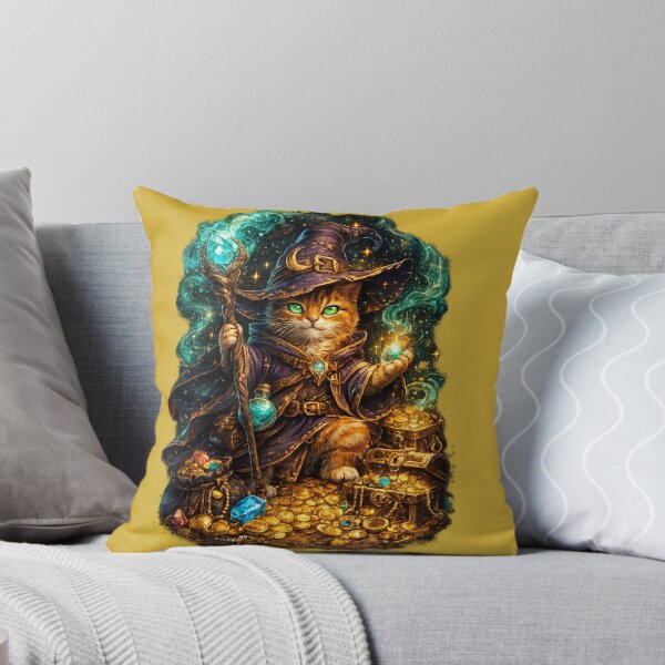Item preview, Wizard Cat Guarding Magical Treasure designed and sold by StudioBy-ColorNest.