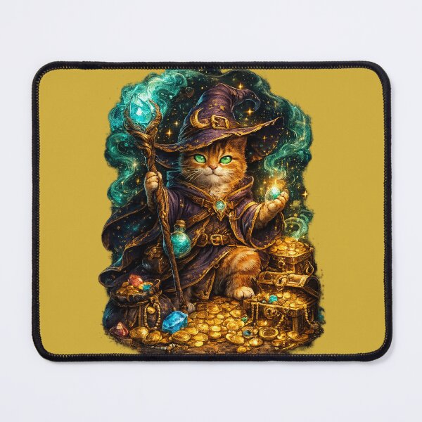 Item preview, Wizard Cat Guarding Magical Treasure designed and sold by StudioBy-ColorNest.