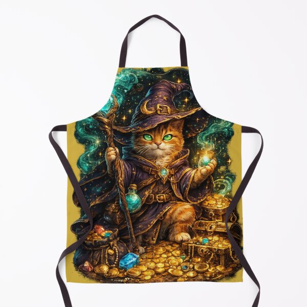 Item preview, Wizard Cat Guarding Magical Treasure designed and sold by StudioBy-ColorNest.