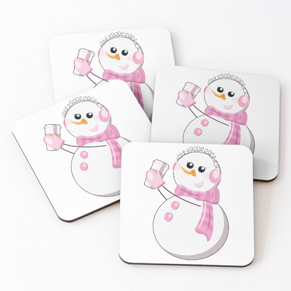 Item preview, Pink Snowman Drinking Coffee designed and sold by colormemaroon.