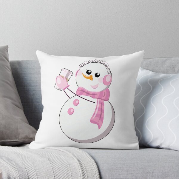 Item preview, Pink Snowman Drinking Coffee designed and sold by colormemaroon.