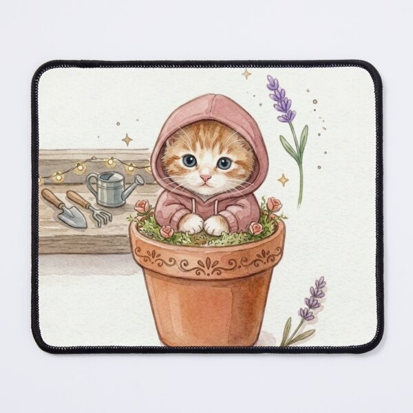 Item preview, Cute Kawaii Gardening Flowerpot Cat Sticker | Watercolor Anime Style Cottagecore Art | Laptop Sticker | Gift for Cat Lovers designed and sold by Chipkooo.