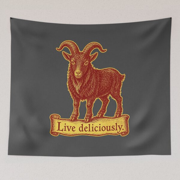 Item preview, Live Deliciously Vintage Black Goat Occult Folk Prints designed and sold by PinUpPizzazz.