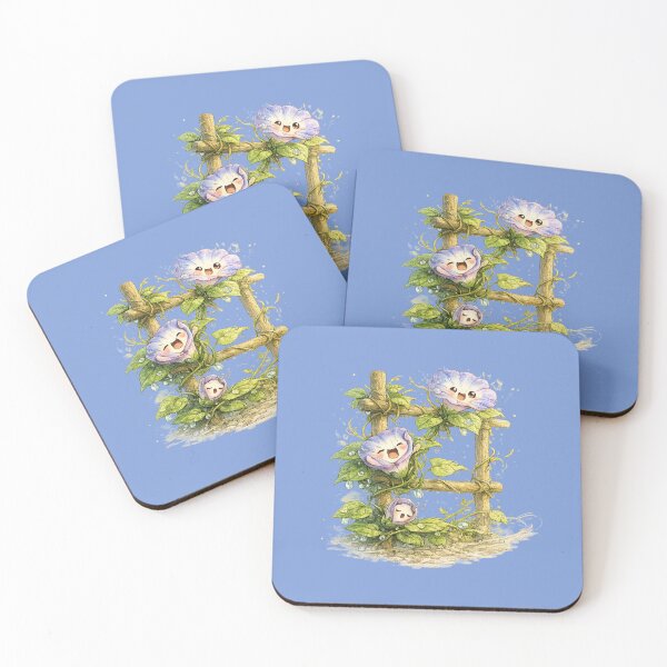 Item preview, Chibi Morning Glory Illustration – Cute Yawning Blooms on Trellis Vine Art designed and sold by MagicMakerPh.