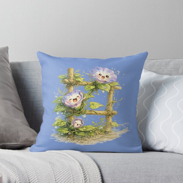 Item preview, Chibi Morning Glory Illustration – Cute Yawning Blooms on Trellis Vine Art designed and sold by MagicMakerPh.