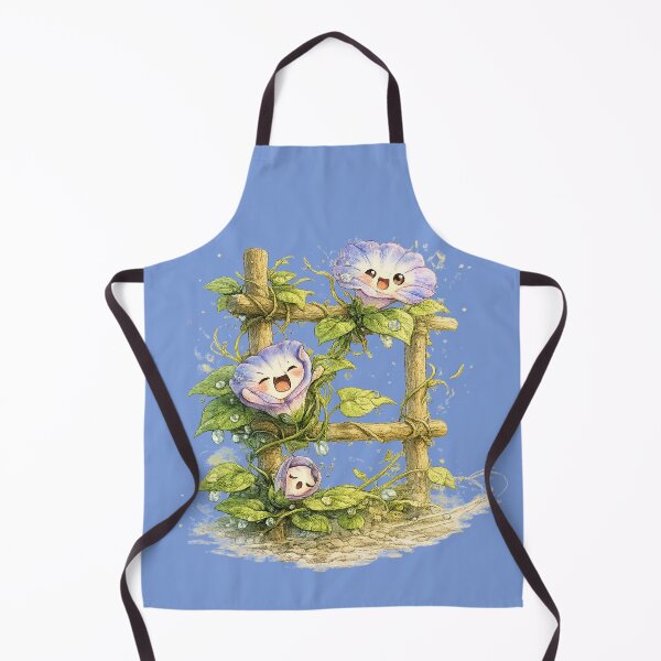Item preview, Chibi Morning Glory Illustration – Cute Yawning Blooms on Trellis Vine Art designed and sold by MagicMakerPh.