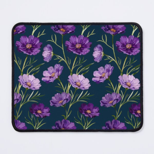 Item preview, Purple Cosmos Floral Seamless Pattern | Elegant Botanical Flowers on Navy Blue Background designed and sold by romyca creation_22.
