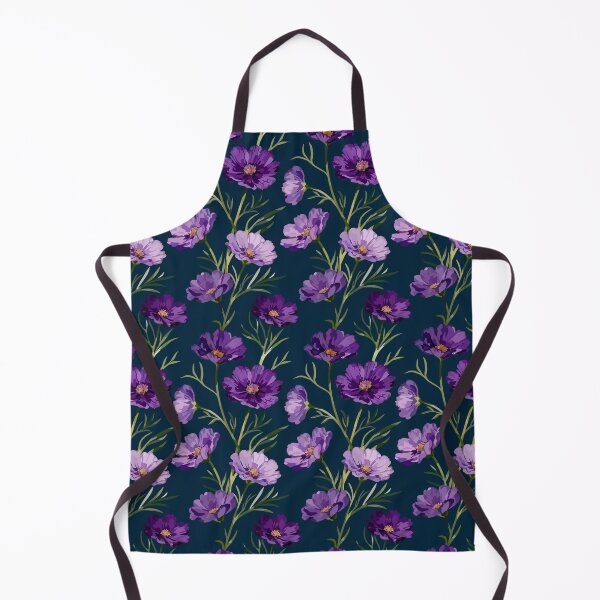 Item preview, Purple Cosmos Floral Seamless Pattern | Elegant Botanical Flowers on Navy Blue Background designed and sold by romyca creation_22.