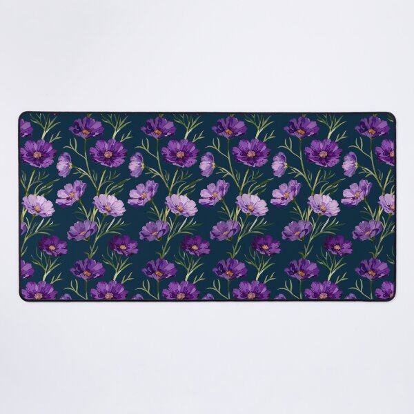 Item preview, Purple Cosmos Floral Seamless Pattern | Elegant Botanical Flowers on Navy Blue Background designed and sold by romyca creation_22.