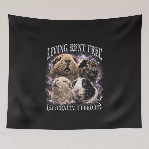 Item preview, Funny Guinea Pig Living Rent Free Meme Cute Cavy Pet Lover Design designed and sold by kiralynstration.