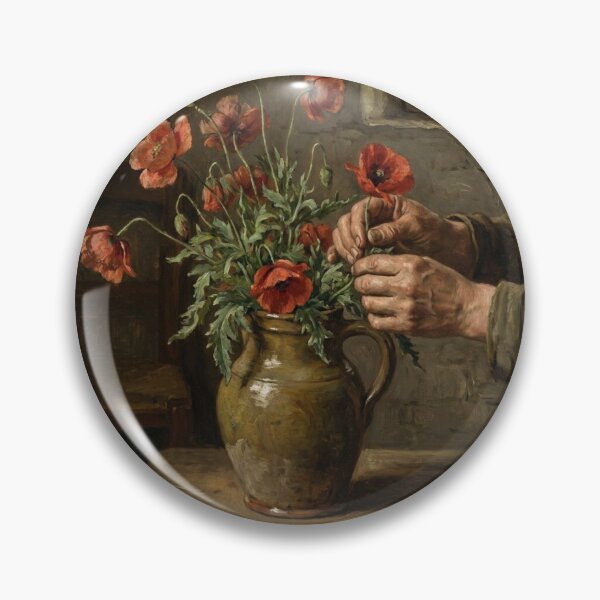 Item preview, Red Poppy Wildflower Still Life Courbet Realist Fine Art designed and sold by OddlySticky.