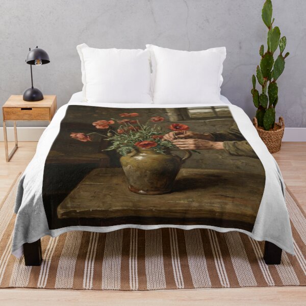 Item preview, Red Poppy Wildflower Still Life Courbet Realist Fine Art designed and sold by OddlySticky.