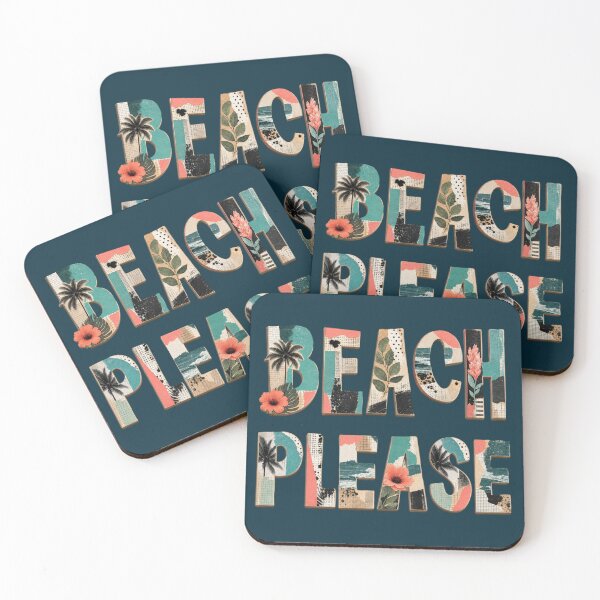 Item preview, Beach Please Retro Collage Coastal Typography designed and sold by NosandEdgy.