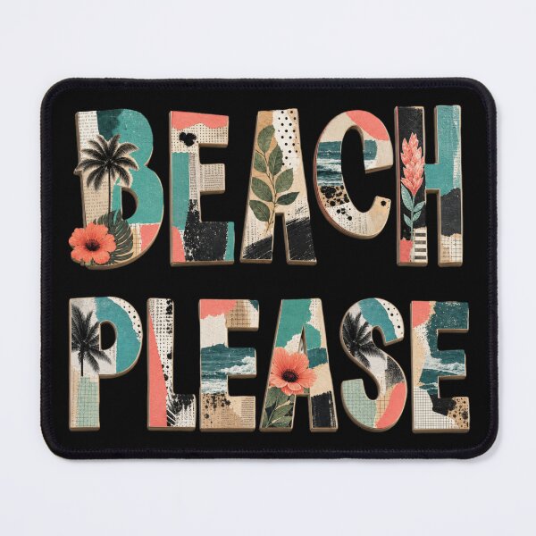 Item preview, Beach Please Retro Collage Coastal Typography designed and sold by NosandEdgy.