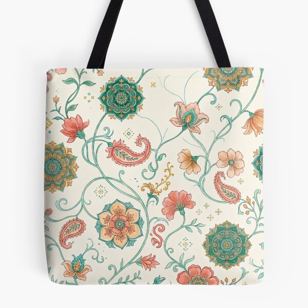 Item preview, Mandala Floral Medallion Pattern | Paisley Flowers & Leafy Vine Textile Design | Bohemian Botanical Print designed and sold by Softbear Atelier.