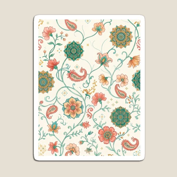 Item preview, Mandala Floral Medallion Pattern | Paisley Flowers & Leafy Vine Textile Design | Bohemian Botanical Print designed and sold by Softbear Atelier.