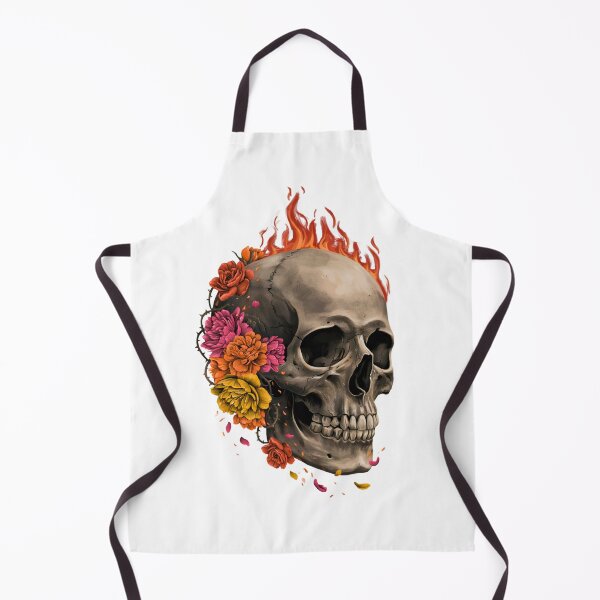 Item preview, Burning Floral Skull with Roses and Marigolds Gothic Dark Art Illustration designed and sold by StormVape.