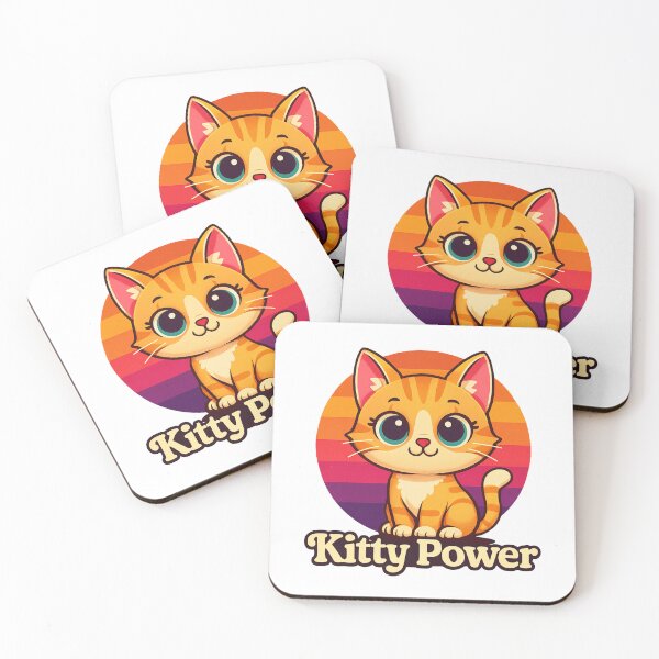 Item preview, Cute Orange Cat with Retro Sunset and words "Kitty Power" designed and sold by MKTreasures.