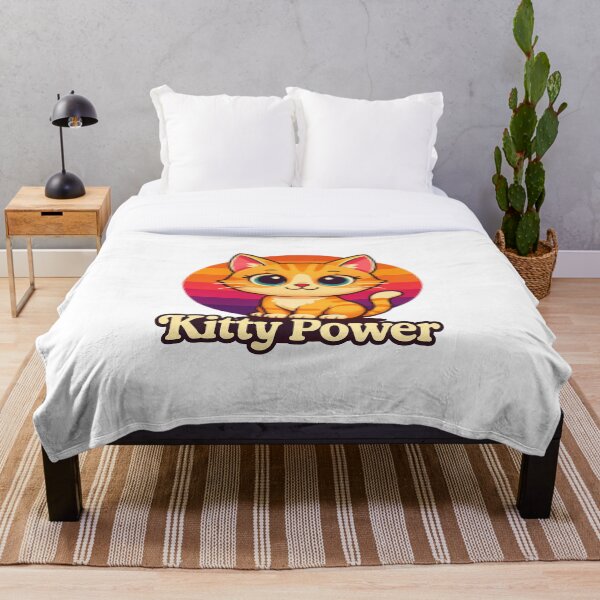 Item preview, Lindo gato naranja con puesta de sol retro y las palabras "Kitty Power" designed and sold by MKTreasures.