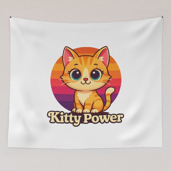 Item preview, Cute Orange Cat with Retro Sunset and words "Kitty Power" designed and sold by MKTreasures.