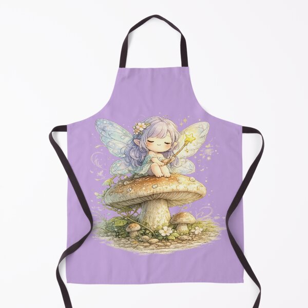 Item preview, Kawaii Fairy on Mushroom Illustration – Sleepy Pastel Forest Fairy Wall Art designed and sold by MagicMakerPh.