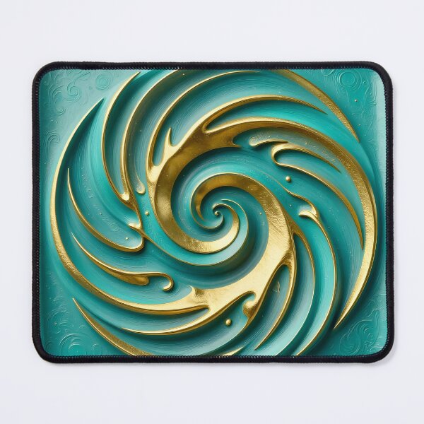 Item preview, Abstract Turquoise and Gold Spiral designed and sold by Vicky Brago-Mitchell®.