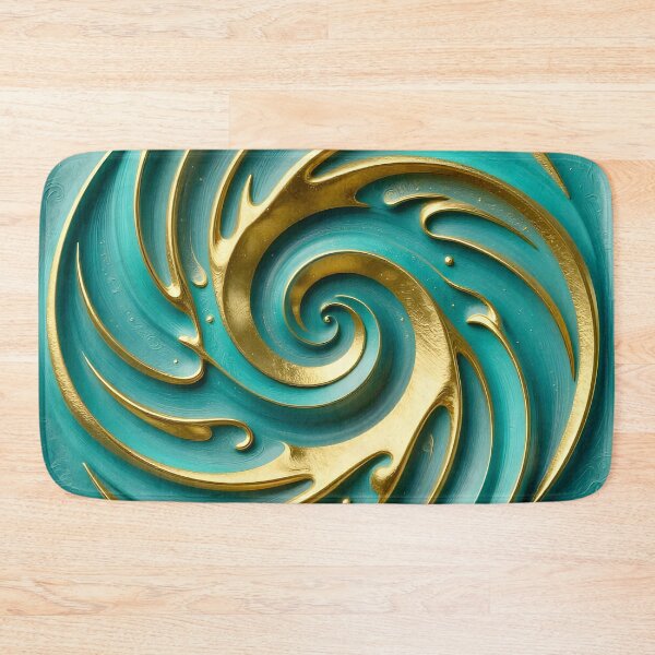 Item preview, Abstract Turquoise and Gold Spiral designed and sold by Vicky Brago-Mitchell®.
