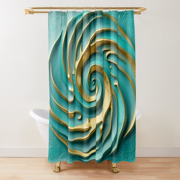 Item preview, Abstract Turquoise and Gold Spiral designed and sold by Vicky Brago-Mitchell®.