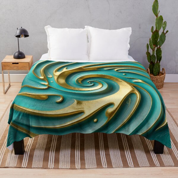 Item preview, Abstract Turquoise and Gold Spiral designed and sold by Vicky Brago-Mitchell®.