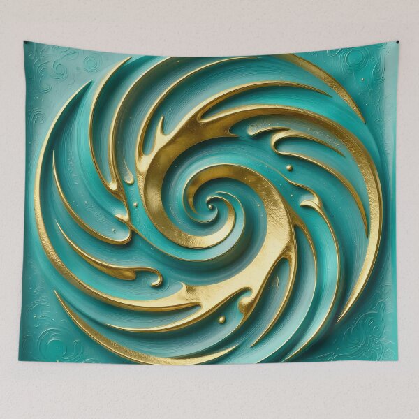 Item preview, Abstract Turquoise and Gold Spiral designed and sold by Vicky Brago-Mitchell®.