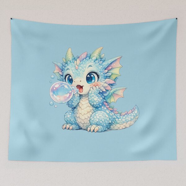 Item preview, Chibi Baby Dragon Illustration – Cute Bubble-Breathing Candy Dragon Art designed and sold by MagicMakerPh.