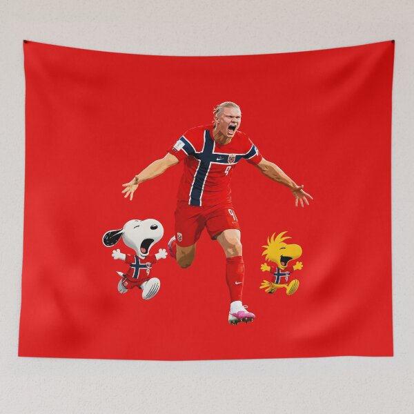 Item preview, Snoopy, Erling Haaland and Woodstock Funny Norway Team Soccer Fans designed and sold by Har-vee.