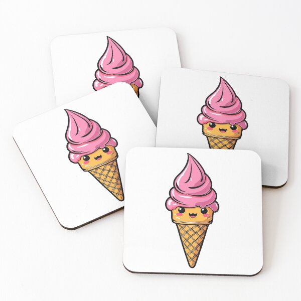 Item preview, Cute Kawaii Pink Ice Cream Cone Art designed and sold by Uniquely Yours.