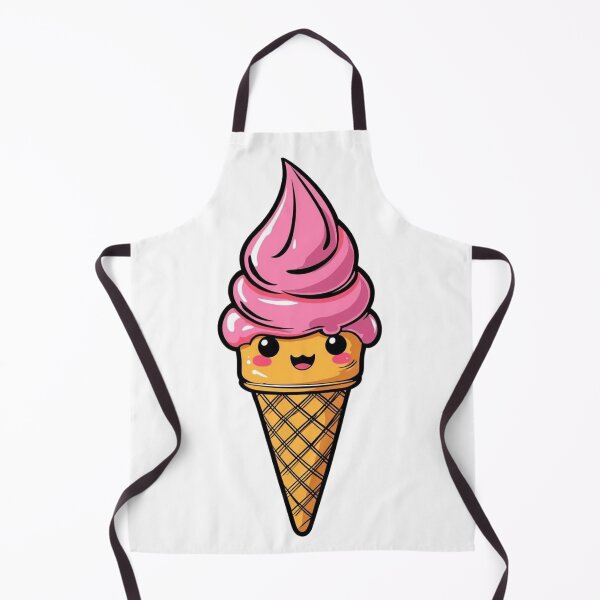 Item preview, Cute Kawaii Pink Ice Cream Cone Art designed and sold by Uniquely Yours.