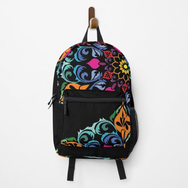 Item preview, Vibrant colorful decorative floral mandala ornament isolated on black background designed and sold by PowerAntShop.