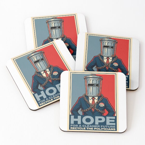 Item preview, Hope for a Cleaner Future Recycle the Politicians Vintage Satirical Election Poster Funny Trash Can Helmet Political Humor Sticker designed and sold by Bhaskar Digital Art.