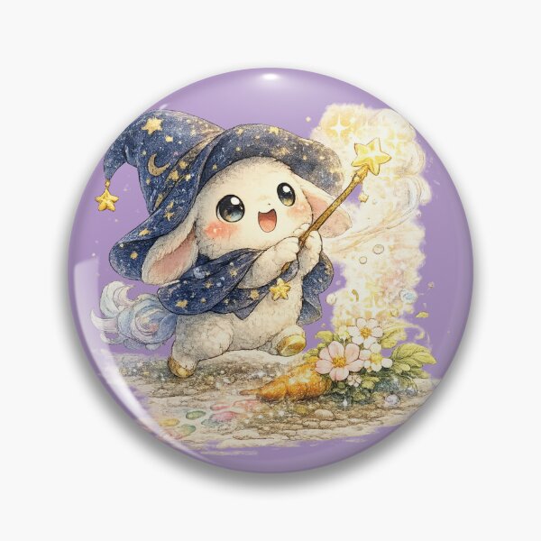 Item preview, Kawaii Wizard Rabbit Illustration – Cute Magic Carrot-to-Flower Bunny Art designed and sold by MagicMakerPh.