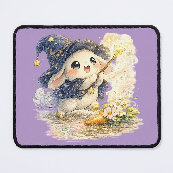 Item preview, Kawaii Wizard Rabbit Illustration – Cute Magic Carrot-to-Flower Bunny Art designed and sold by MagicMakerPh.
