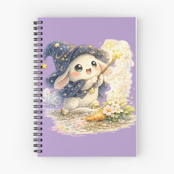 Item preview, Kawaii Wizard Rabbit Illustration – Cute Magic Carrot-to-Flower Bunny Art designed and sold by MagicMakerPh.