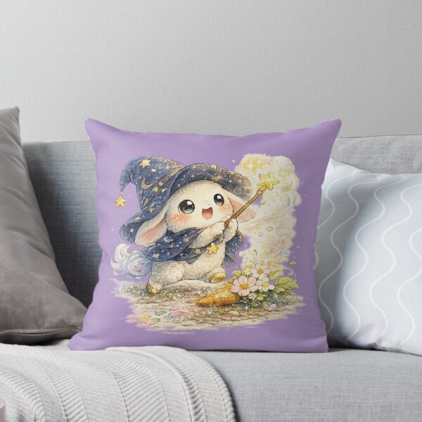 Item preview, Kawaii Wizard Rabbit Illustration – Cute Magic Carrot-to-Flower Bunny Art designed and sold by MagicMakerPh.