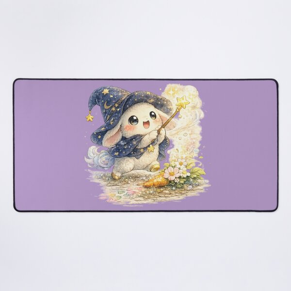 Item preview, Kawaii Wizard Rabbit Illustration – Cute Magic Carrot-to-Flower Bunny Art designed and sold by MagicMakerPh.