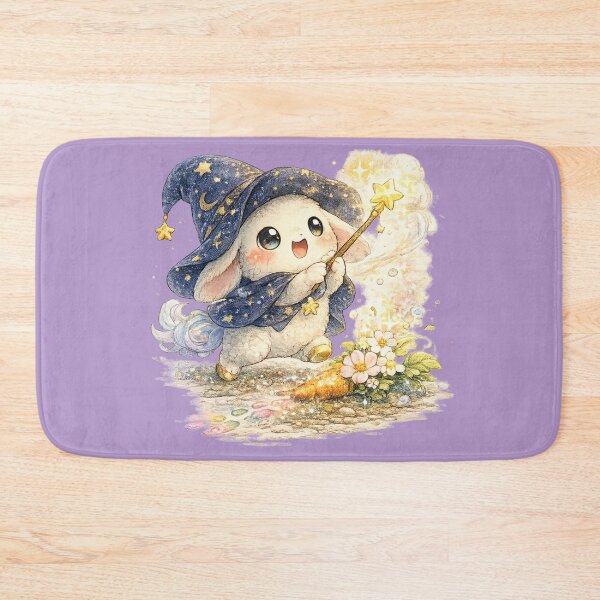 Item preview, Kawaii Wizard Rabbit Illustration – Cute Magic Carrot-to-Flower Bunny Art designed and sold by MagicMakerPh.