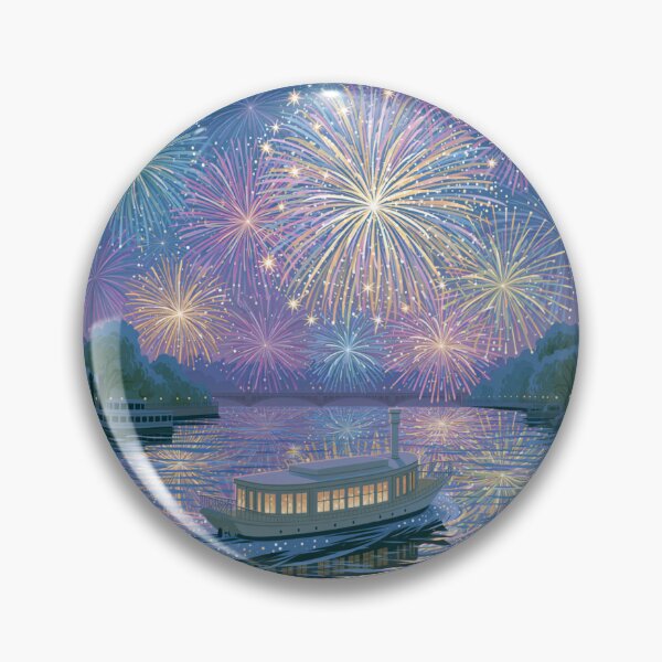 Item preview, Fireworks over river designed and sold by bubblyrainbow.